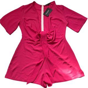 Pretty Little Thing, Pink Zip Up Short Sleeve Romper. pink closest to last pic